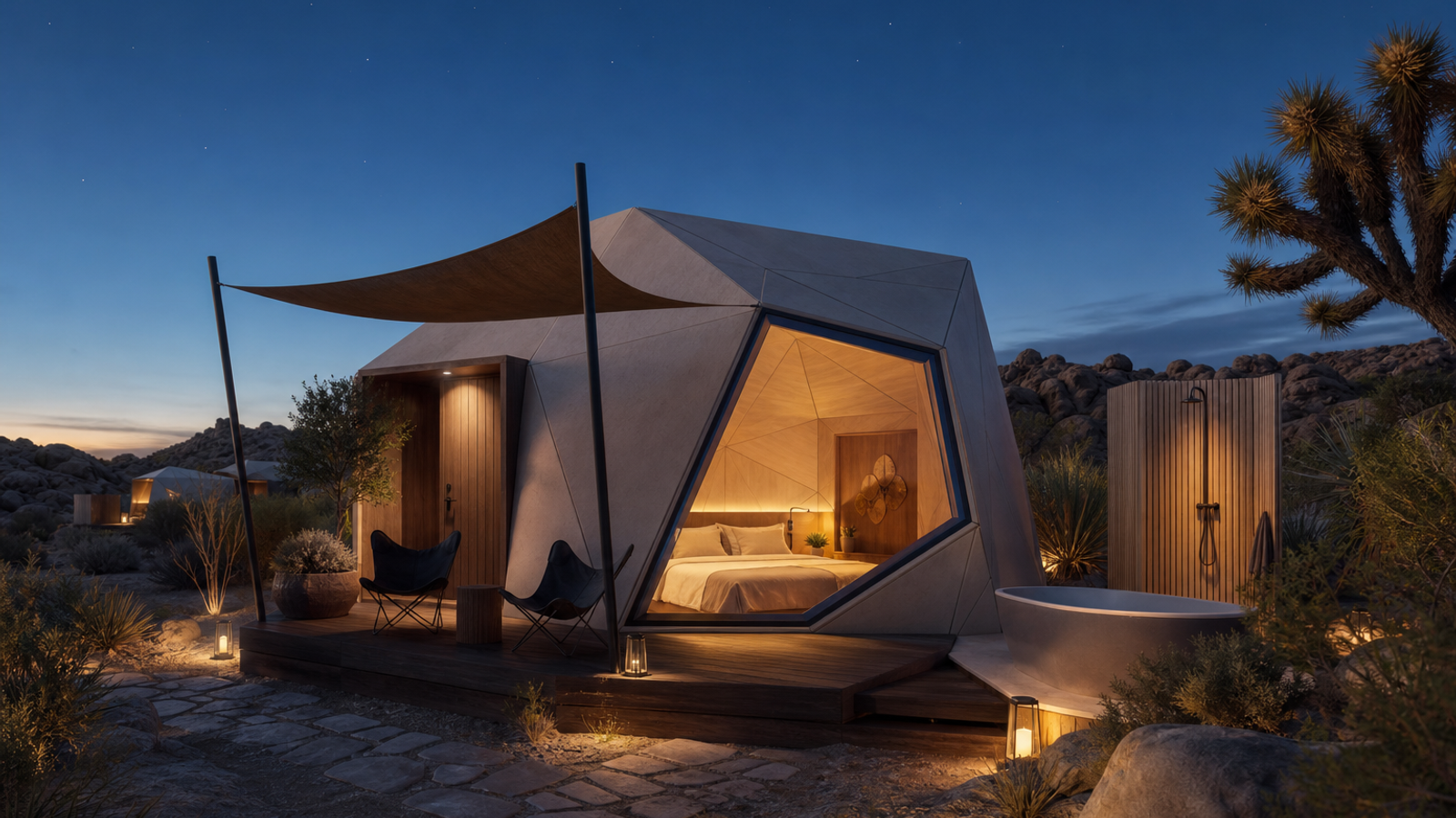 Sleeping pods exterior concept visualization